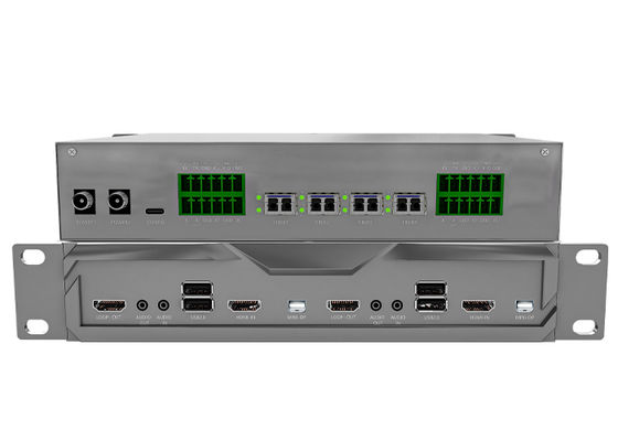 ตัวส่งสัญญาณตัวรับสัญญาณโหนด KVM ผ่านไฟเบอร์สำหรับ KVM Matrix ที่รองรับภาพ 4K60 ความหนาแน่นสูง