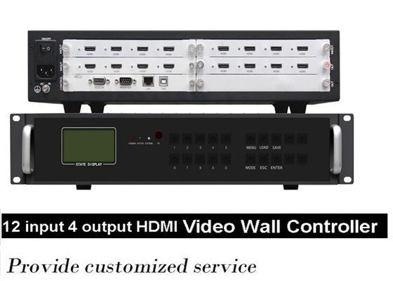 ตัวควบคุมผนังวิดีโอ HDMI 2x2 หลายรูปแบบ LCD 12 ใน 4 ออก RJ45
