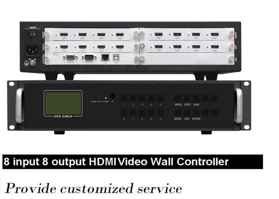 8 ใน 8 ออก Deface 4k HDMI LCD Video Wall Controller 3x3 1x2 1x3 2x1 3x1 2x2