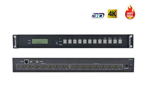 8x8 4Kx2k 30Hz 3D IR 1080P HDMI 1.4 สวิตช์เมทริกซ์ 8 IN 8 OUT