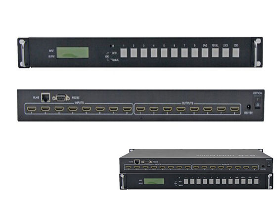 8 IN 8 OUT HDMI 1.4 สวิตช์เมทริกซ์ 8x8 4Kx2k 30Hz 3D IR 1080P