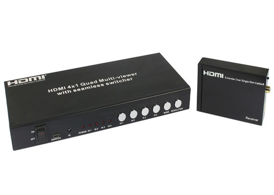 UTP Extender HDMI 4x1 Quad Multi Viewer พร้อมคำสั่ง RS232 และ IR Switch ที่ไร้รอยต่อ
