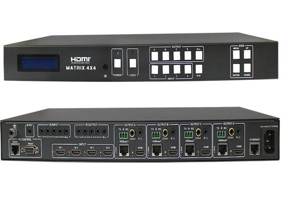 HDMI1.4 4X4 HDBaseT Matrix Switcher พร้อมตัวรับสัญญาณ HDMI HDBaseT 4 ชิ้น 70M และ 100M