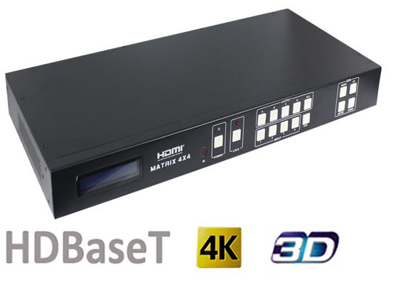70 เมตรและ 100 เมตร 4x4 HDMI Matrix Switcher พร้อมพอร์ตเอาต์พุต HDBaseT