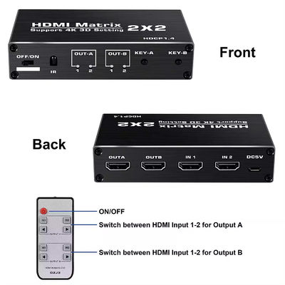 EDID รองรับ 70 เมตร IR HDBaseT 4X4 HDMI Matrix Switcher พร้อม IR Remote Control
