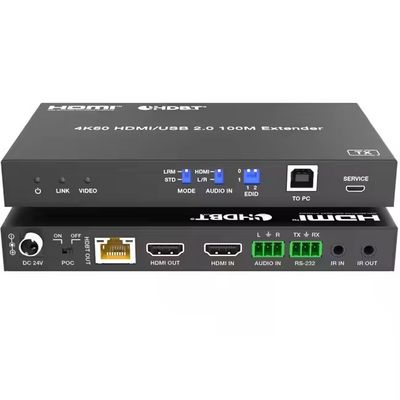 4K USB 2.0 HDBaseT Extender ผ่าน LAN HDBaseT PoC สายเคเบิล Cat5e / 6a / 7 ตัวเดียว, สูงสุด 100m