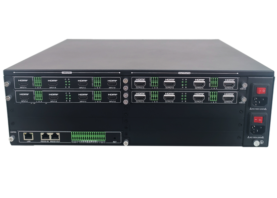 16x16 โมดูลาร์ HDMI วิดีโอวอลล์โปรเซสเซอร์พร้อม 4K60 4:4:4 และการแสดงผลแบบหลายหน้าต่างสำหรับระบบควบคุมวิดีโอวอลล์