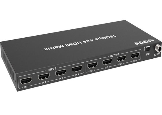 18Gbps 4k HDMI HDCP 2.2 4x4 Video Switcher ตู้โลหะ