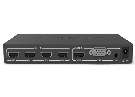 Black HDCP 1.4 4K 4 × 1 Quad HDMI Multiviewer พร้อมอินพุต 4 x HDMI และเอาต์พุต HDMI 1 x