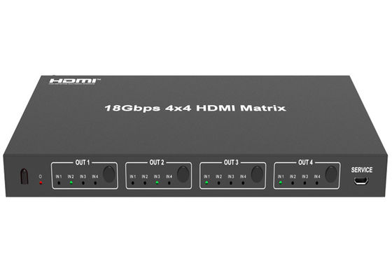 ไมโคร USB 18Gbps 4x4 Matrix HDMI Switcher ตัวรับสัญญาณ IR