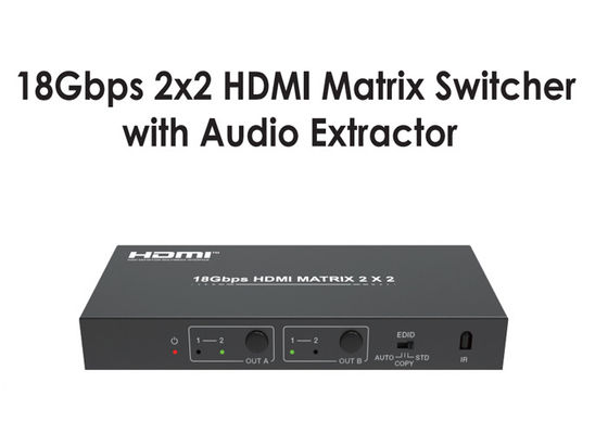 Type A 18Gbps 2x2 HDMI Matrix Switcher พร้อมตัวแยกเสียง