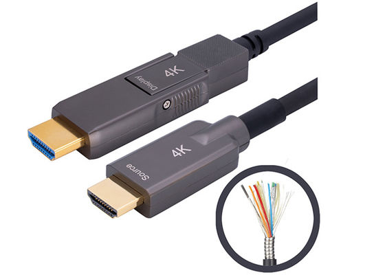 สายเคเบิลออปติคัล HDMI 2.0 หุ้มเกราะ 200CU โครงสร้างสแตนเลส