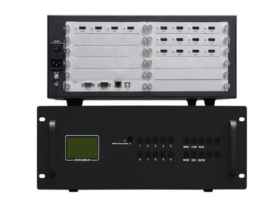 3.5U Casing Modular ตัวควบคุมผนังวิดีโอ 3x4 พร้อมแหล่งจ่ายไฟคู่
