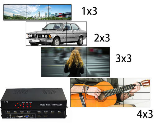 1 In 8 Out / 1 In 9 Out HDMI 3x3 LCD Video TV Wall Controller พร้อม 9 หน้าจอ