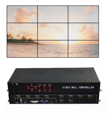 FCC CE Rohs 1 IN 9 OUT Video Matrix 3x3 TV Video Wall Controller พร้อม 9 หน้าจอ