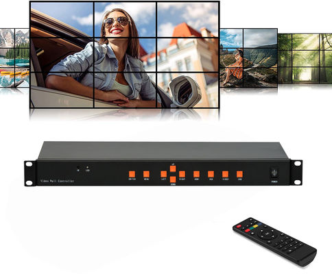 RS232 9CH LCD Video Wall Controller 3x3 2x4 4x2 HDMI DVI VGA USB สำหรับ 9 TV Splicing