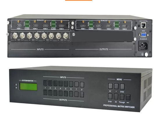 เครื่องเปลี่ยนเมทริกซ์วีดีโอ สําหรับการเข้าและการออก 4/4 ถึง 4Kx2k 60Hz