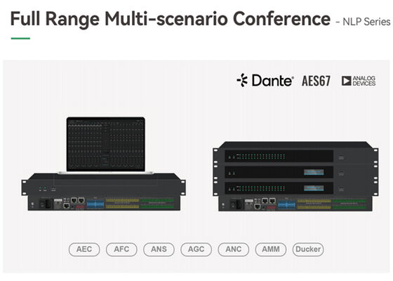 VINCAN NLP Series Conference Audio DSP Processor พร้อม AEC Automatic Mixing และ Dante/AES67 เครือข่ายเสียง